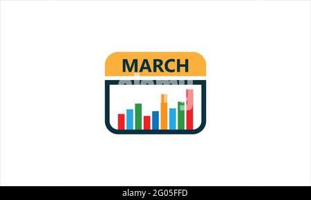 March  business bar chart Graph Calendar Logo Icon Design illustration Stock Vector