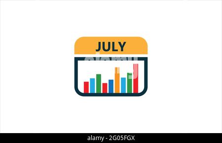 July business bar Graph Calendar Logo Icon Design illustration Stock Vector