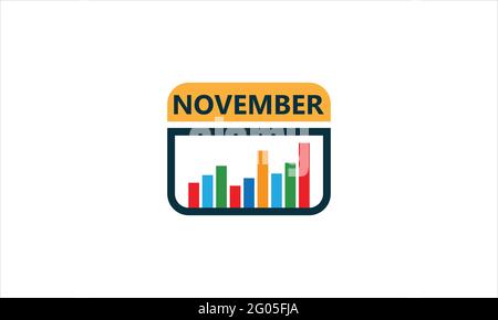 November business bar chart  Graph Calendar Logo Icon Design vector template Stock Vector