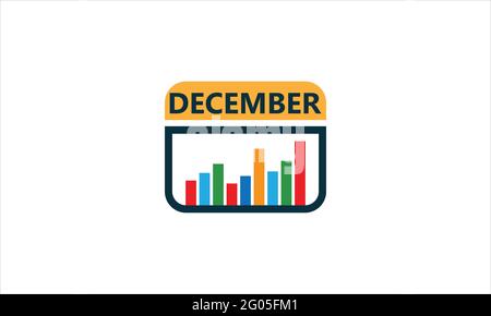 December business bar chart  Graph Calendar Logo Icon Design Stock Vector