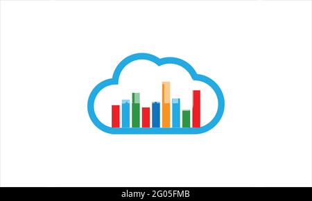 Cloud business  bar chart graph Logo Icon Design vector template illustration Stock Vector