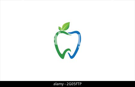 Dentist organic leaf  Logo or teeth leaf icon design illustration symbol vector Stock Vector