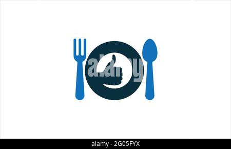 Food Review icon or fork spoon plate icon  Logo design template Stock Vector