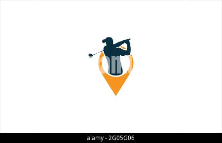 Golf Point Location Logo design template vector  illustration Stock Vector