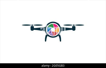 Aerial Drone Cam Photography Logo Design Template. Drone Camera Photography Technology Logo Vector Icon Stock Vector