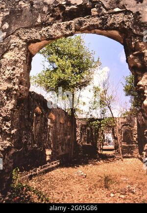 1990s St. Lucia (Eastern Caribbean) -  Ruins of historic fort at Pigeon Point ca. 1998 Stock Photo