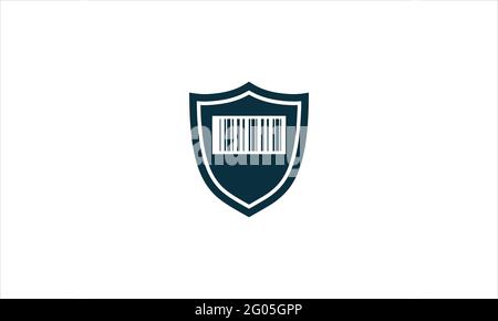 QR Code / Barcode and Shield Logo Design Template illustration symbol Stock Vector