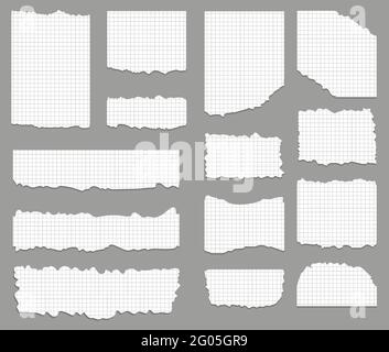 Set of ripped and torn cell paper background in square. Vector illustration. Stock Vector