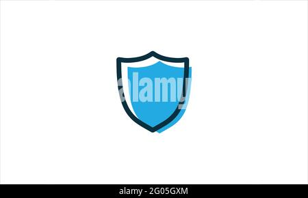 bright Shield icon Logo in minimal flat design vector template illustration Stock Vector