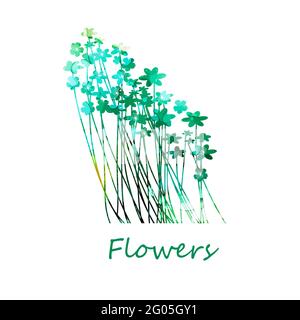 The background is a postcard with small and multicolored flowers. Vector Stock Vector