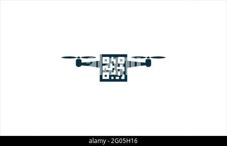 Aerial Drone Barcode icon Logo design vector illustration symbol Stock Vector