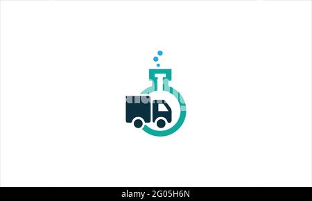 Lab Flask  Delivery Truck  Lab Icon Logo Design Element vector template Stock Vector