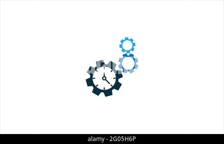 Clock Gear flat Logo Icon design illustration vector template Stock Vector