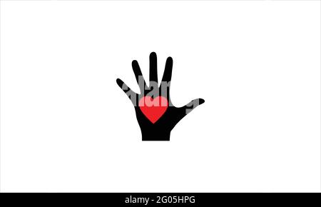 Hand with Heart icon, Charity donation concept, Vector design illustration Stock Vector