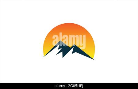 high Mountain sun icon Logo template vector design  illustration Stock Vector