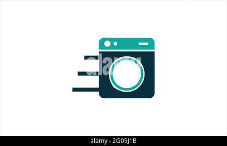 Quick Wash Icon Washing Machine Washer logo design vector illustration symbol Stock Vector