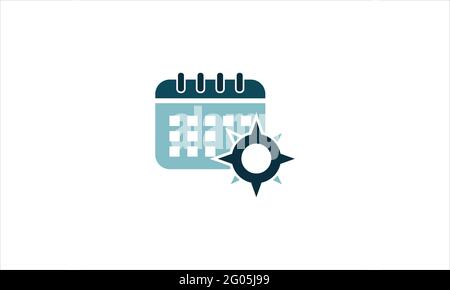 Compass with Calendar Logo Icon Design vector template illustration symbol Stock Vector