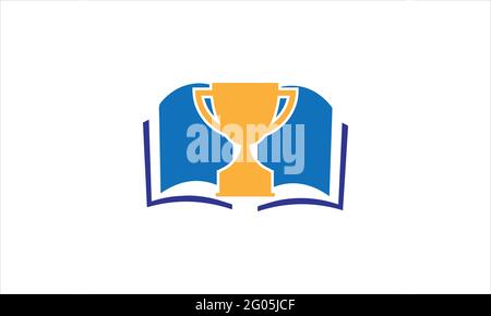 Book with trophy or winning cup icon logo design  vector template illustration Stock Vector