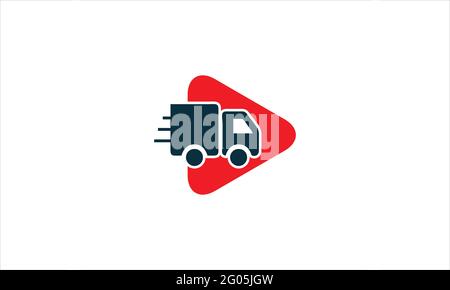 play button with Fast delivery Truck icon logo design vector illustration Stock Vector