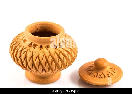 Vintage Clay Pot with hand made texture Stock Photo