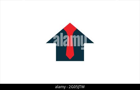 Home and neck Tie icon Logo design in minimal flat vector template Stock Vector