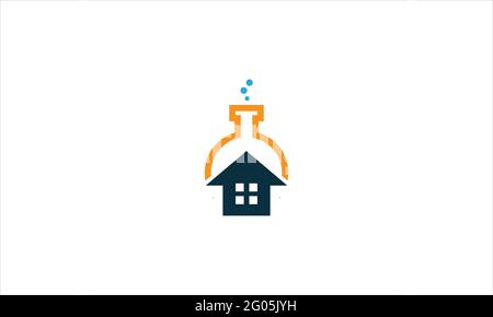 Science House  or Lab house studio Icon Logo in minimal flat design vector template Stock Vector