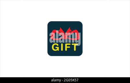 simple Gift box icon logo in minimal flat design symbol illustration Stock Vector