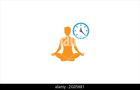 Yoga Time Icon Logo in minimal flat design vector illustration symbol Stock Vector