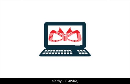 Laptop Gift or online laptop gift  Logo Icon Design illustration Stock Vector