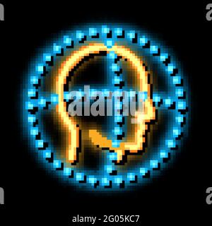 Scan Head Authentication neon glow icon illustration Stock Vector