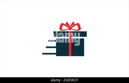 fast Gift Box Logo r gift box in motion icon template illustration Stock Vector