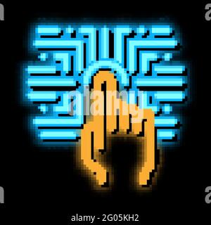 Biometric Fingerprint Verification neon glow icon illustration Stock Vector