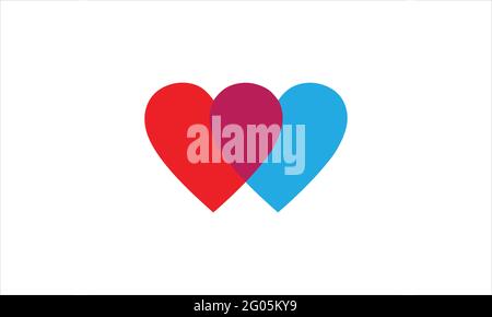 two painted colorful Love Heart icon Logo design  illustration Stock Vector