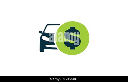 Car With Money dollar symbol  icon  Logo symbol design illustration Stock Vector