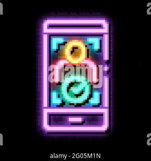 Phone Person Verification neon glow icon illustration Stock Vector