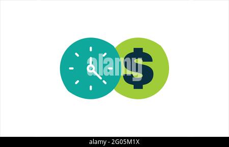 time is money icon logo design vector  template illustration Stock Vector