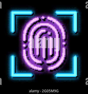 Scan Fingerprint Close-up neon glow icon illustration Stock Vector