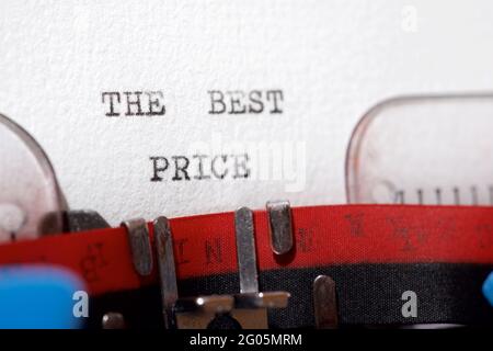 The best price phrase written with a typewriter. Stock Photo