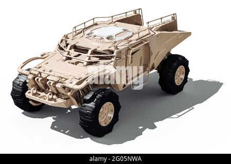 3d military land armour vehicle on white background Stock Photo