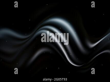 Black realistic wave silk material abstract background Stock Vector