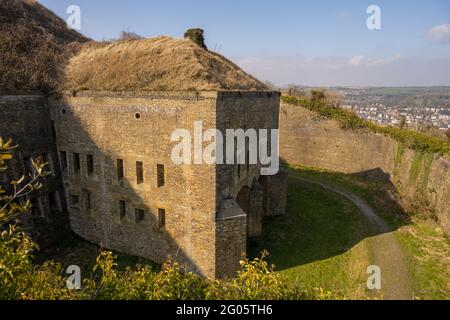 Western Heights Fortress, also known as the Drop Redoubt, on the cliffs above Dover. Part of the fortifications built in the 18th and 19th Centuries. Stock Photo