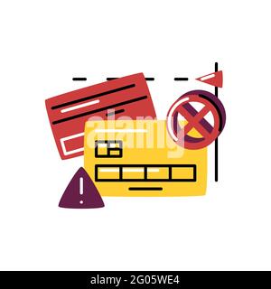 Failed payment. Vector icon in bold line style Stock Vector