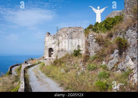 Statua del Cristo Redentore, Christ the Redeemer statue, Mount San Biagio, Maratea, Basilicata, Italy, Europe Stock Photo