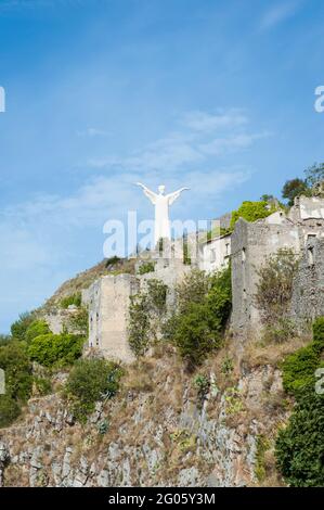 Statua del Cristo Redentore, Christ the Redeemer statue, Mount San Biagio, Maratea, Basilicata, Italy, Europe Stock Photo