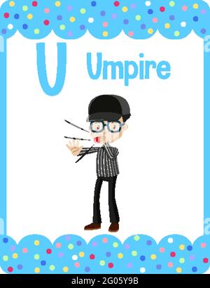 Alphabet flashcard with letter U for Umpire illustration Stock Vector