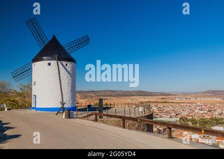 Traditional windmill in Consuegra village, Spain Stock Photo