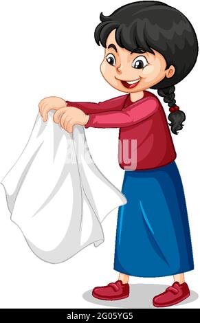 Girl taking off her coat cartoon character illustration Stock Vector ...