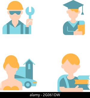 People avatars vector flat color icon set Stock Vector