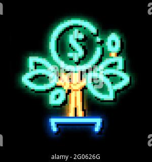 Money Tree Pot neon glow icon illustration Stock Vector