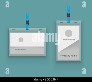 modern plastic id cards laminated on blue Stock Vector